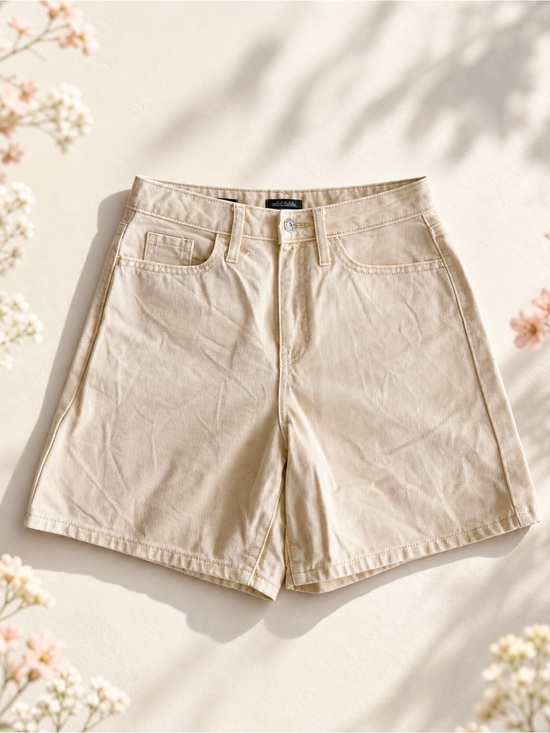 wild fable Pants - Wild Fable Neutral High-Rise Cotton Bermuda Shorts - Cream, Pale Yellow color